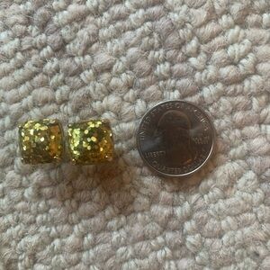 Kate Spade ♠️ Gold Glitter Square Stud Earrings